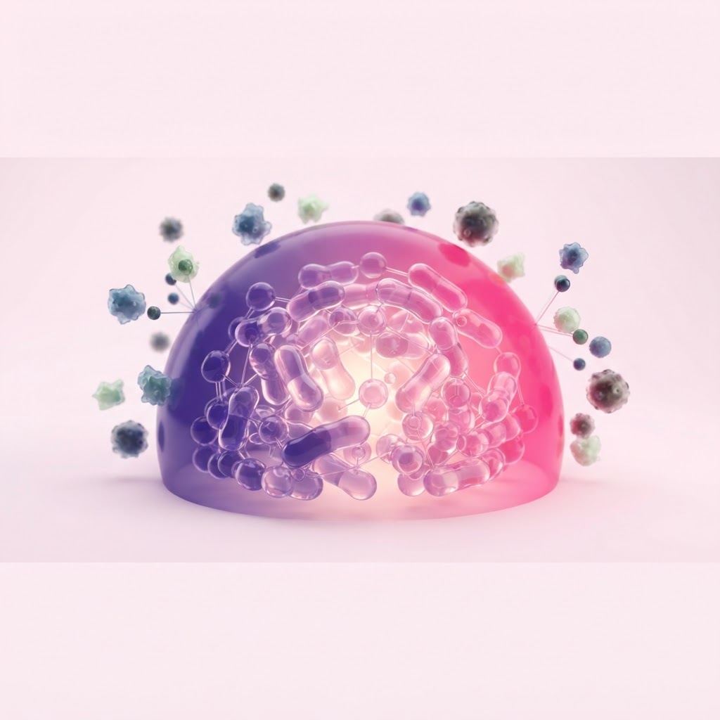 Abstract visualization of vaginal microbiome ecosystem